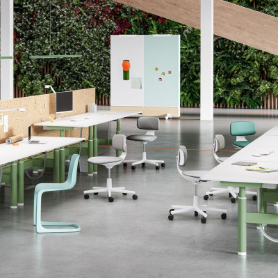 Krzesło biurowe Rookie tkanina Plano cream white - podstawa jasnoszara Vitra