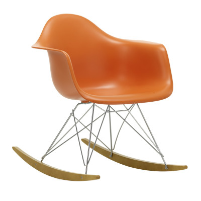 Krzesło bujane Eames RAR pomarańczowe - chromowana podstawa Vitra