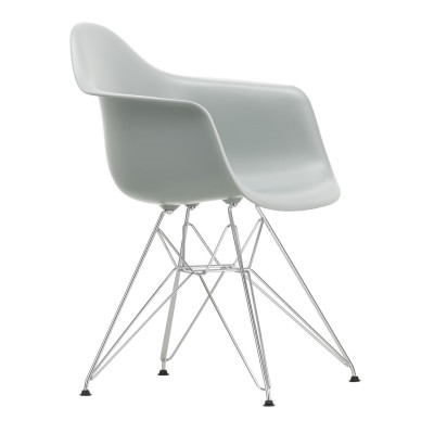 Krzesło Eames Plastic Chairs Re Dar Jasnoszare - Chromowana Podstawa Vitra
