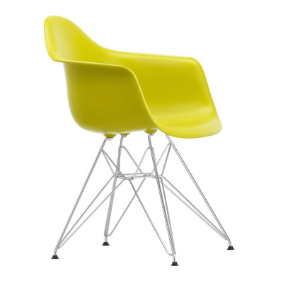 Krzesło Eames Plastic Chairs RE DAR musztardowe - chromowana podstawa Vitra