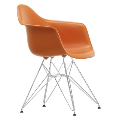 Krzesło Eames Plastic Chairs Re Dar Pomarańczowe - Chromowana Podstawa Vitra