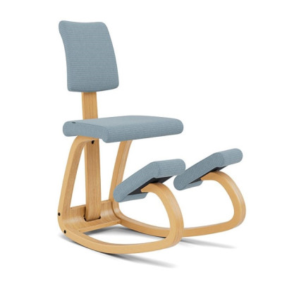 Krzesło ergonomiczne Variable Plus jasnoniebieskie, jasnobrązowe drewno Varier