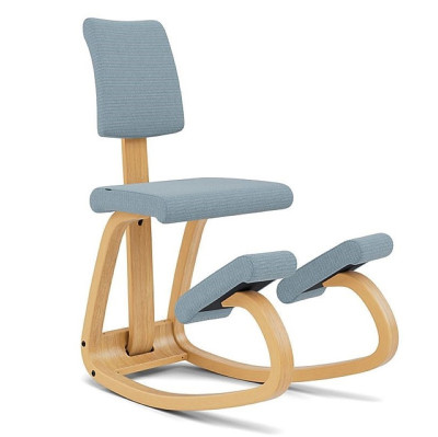 Krzesło ergonomiczne Variable Plus jasnoniebieskie, jasnobrązowe drewno Varier