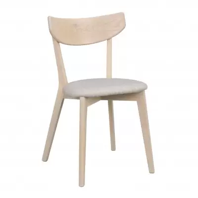 Krzesło Ami dąb bielony beżowo-szare siedzisko Rowico