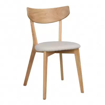 Krzesło Ami dębowe-beżowo-szare siedzisko Rowico