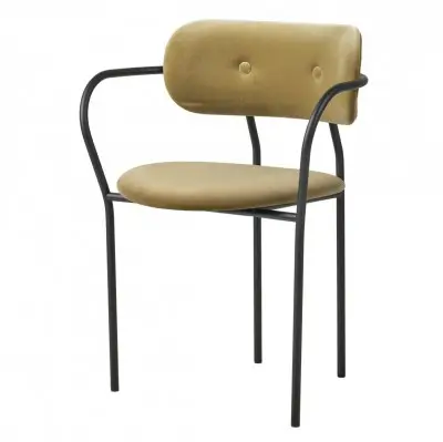 Krzesło Coco z podłokietnikiem Velvet Grey Green Gubi