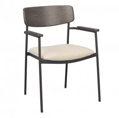 Krzesło Maymont z podłokietnikiem jasnobeżowe Rowico