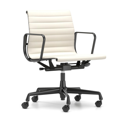 Krzesło biurowe Aluminium EA 118 naturalna skóra snow - podstawa czarna Vitra