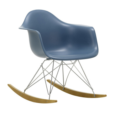 Krzesło bujane Eames RAR niebieskie - chromowana podstawa Vitra
