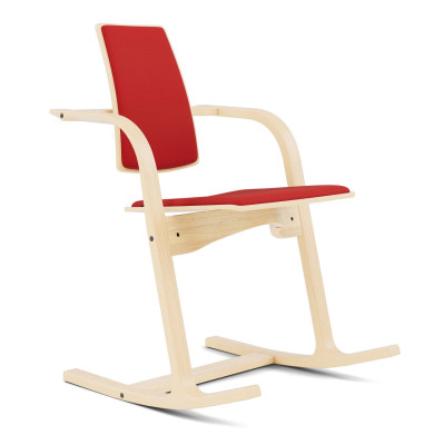 Krzesło ergonomiczne Actulum czerwone, naturalne drewno Varier