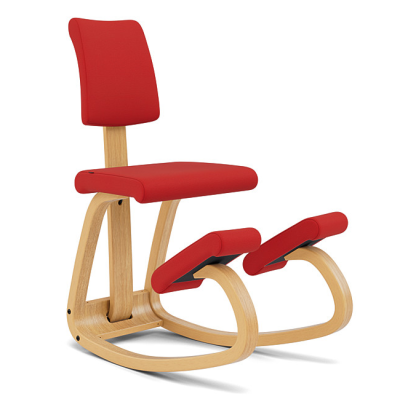 Variable Ergonomic Chair Plus red, light brown wood Varier