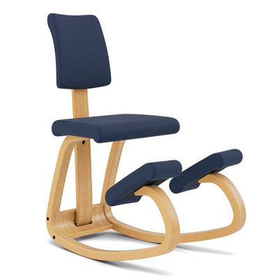 Variable ergonomic chair plus navy blue, light brown wood Varier