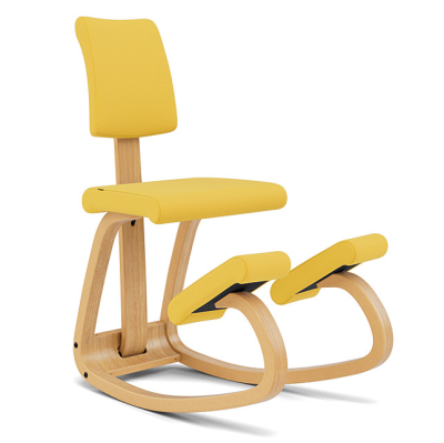 Variable ergonomic chair plus yellow, light brown wood Varier