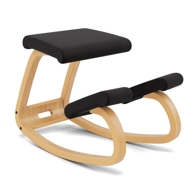 Ergonomic chair Variable Black Re-Wool 198, light brown wood Varier
