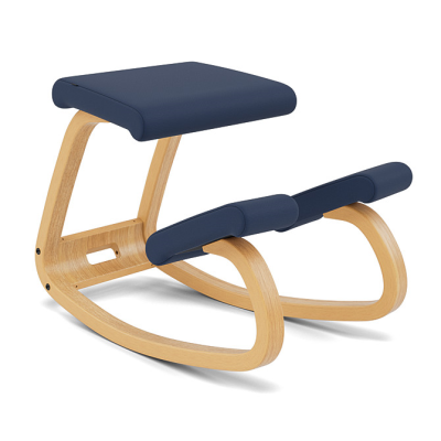 Ergonomic chair Variable navy blue Revive 774, light brown wood Varier