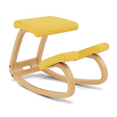 Ergonomic chair variable yellow Revive 424, light brown wood Varier