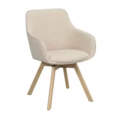 Krzesło obrotowe Alison naturalny dąb jasnobeżowe Rowico