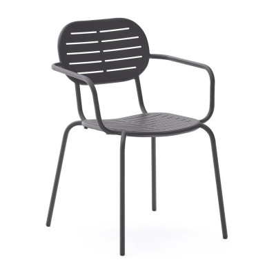 Krzes�o ogrodowe Brai z pod�okietnikiem ciemnoszare kave home