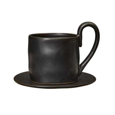 Kubek z podstawką Flow czarny Ferm Living