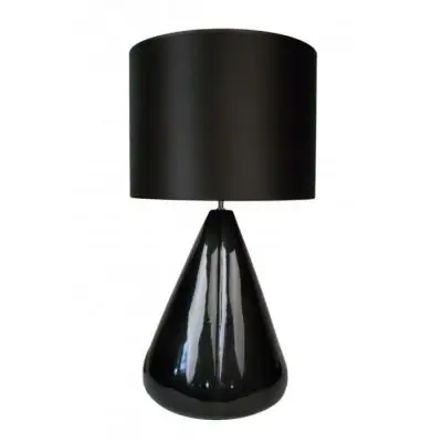 LAMPA STOOWA Z CERAMICZN PODSTAW I CZARNYM KLOSZEM DOME DECO
