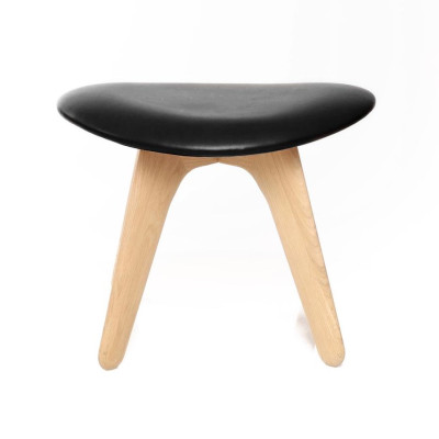 Podnóżek Slab naturalny dąb, czarna skóra Tom Dixon