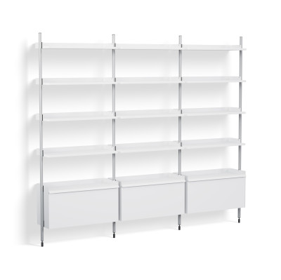 Modulární knihovna mola Systém 123 White - eloxovaný hliník HAY