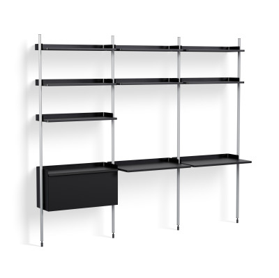 Modulární knihovna mola System 13 Black - eloxovaný hliník HAY