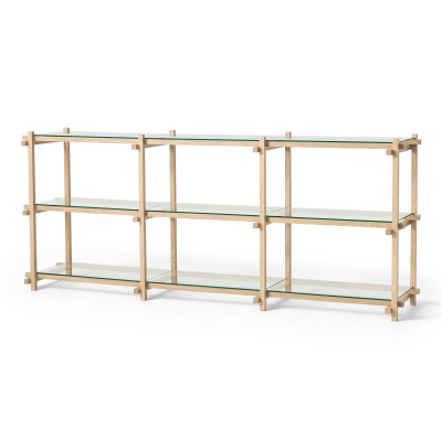 Regał Woody Low dąb bielony - szkło transparentne HAY