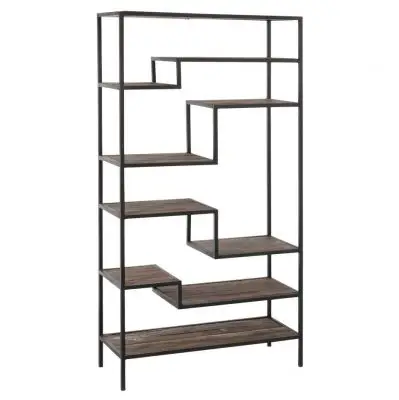 regał 6 Shelves Metal-Wood Brown j-line