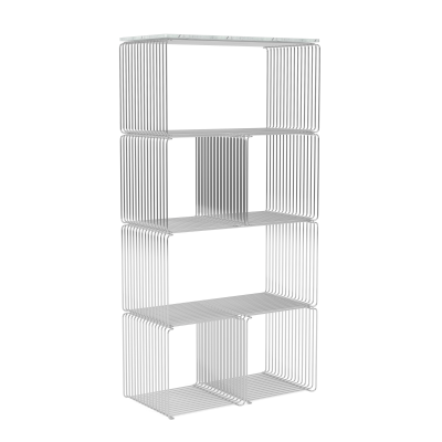 Regał modułowy Panton Wire chromowany z marmurową półką Montana