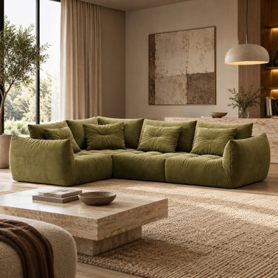 Sofa narożna Bloom zielony welur Micadoni