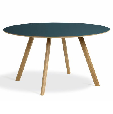 Stół CPH25 140 cm przydymione-niebieskie linoleum - naturalny dąb Hay