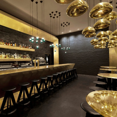 Stołek barowy Slab czarny dąb Tom Dixon