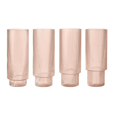 Szklanka Ripple wysoka różowa 4 szt. Ferm Living