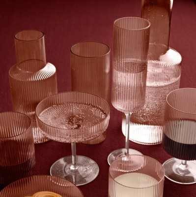 Szklanka Ripple wysoka różowa 4 szt. Ferm Living