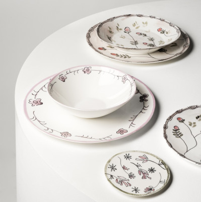 Talíř Midnight Flowers 28 cm Sasankové mléko Serax