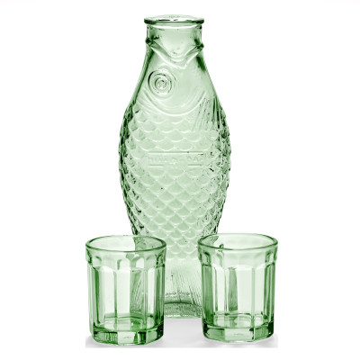 Zestaw karafka i 2 szklanki Fish & Fish zielony Serax