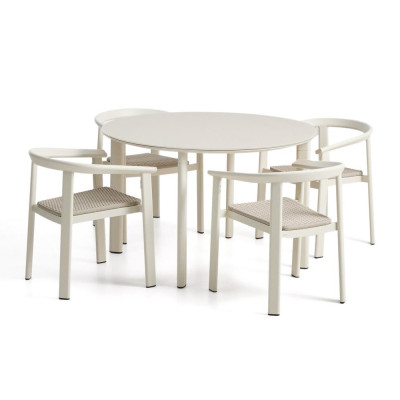 Zestaw ogrodowy Erice stół 120 cm + 4 krzesła beżowy Kave Home