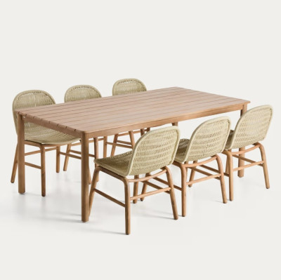 Zestaw ogrodowy Sori st� + 6 krzese� be�owy Kave Home