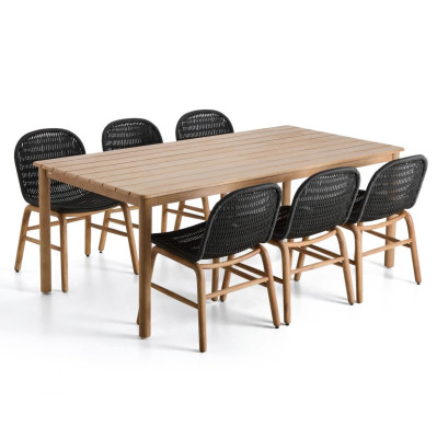 Zestaw ogrodowy Sori st� + 6 krzese� grafitowy Kave Home