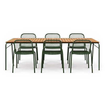 Zestaw ogrodowy Vig stół + 6 krzeseł ciemnozielony Normann Copenhagen