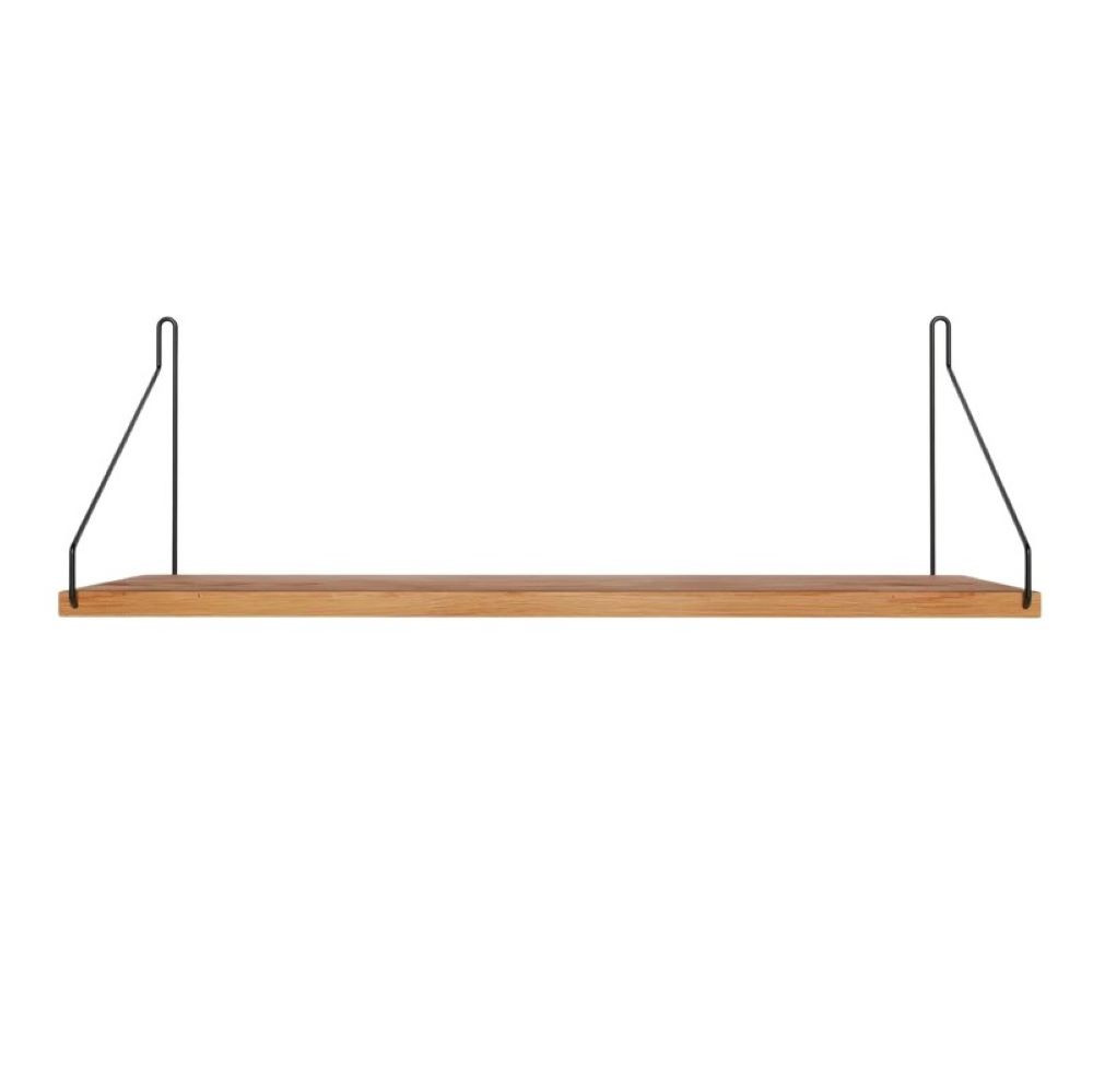 Półka Single 60 Cm Naturalny Dąb - Czarne Wsporniki Frama