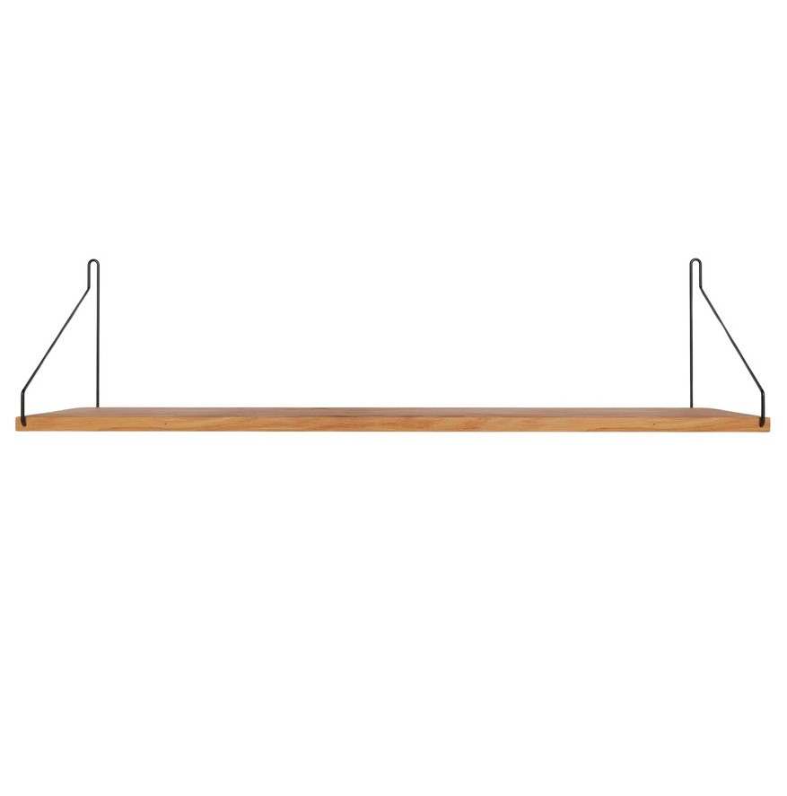 Półka Single 80 Cm Naturalny Dąb - Czarne Wsporniki Frama