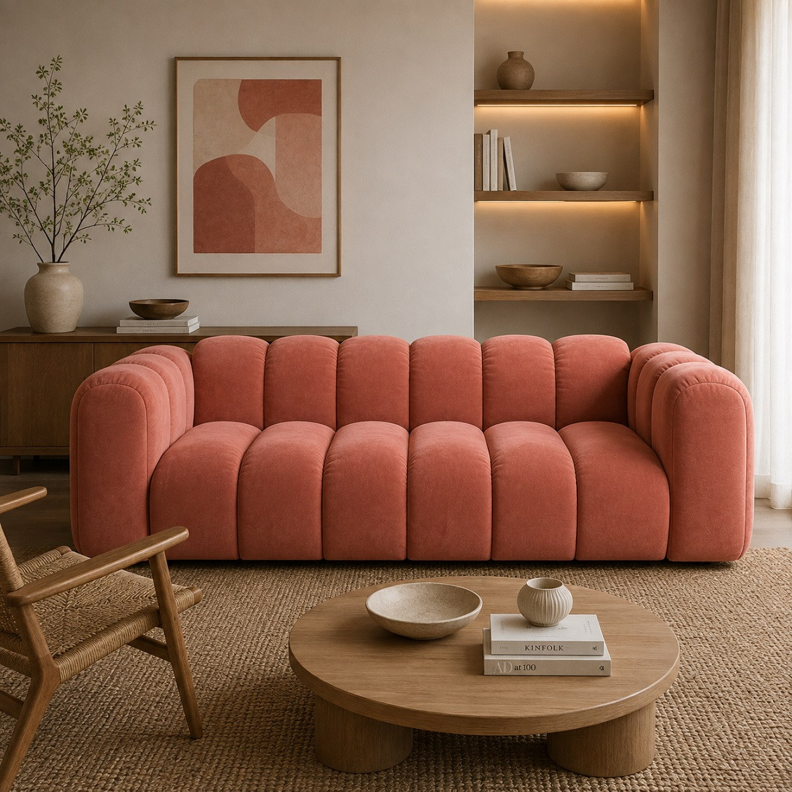 Sofa 3-Osobowa Lupine Koralowy Welur Micadoni