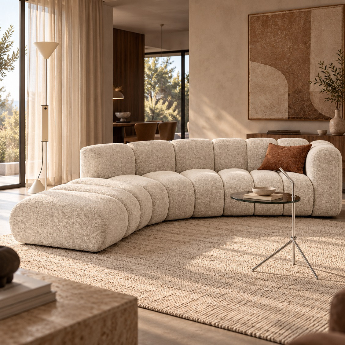 Sofa 5-Osobowa Lupine Jasnobeżowy Szenil Micadoni