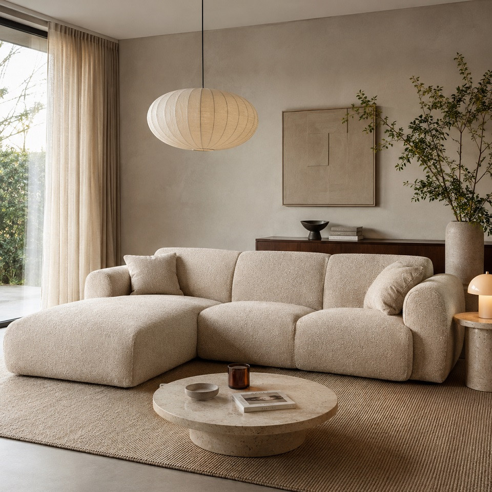 Sofa Narożna Micadoni Beżowa Micadoni