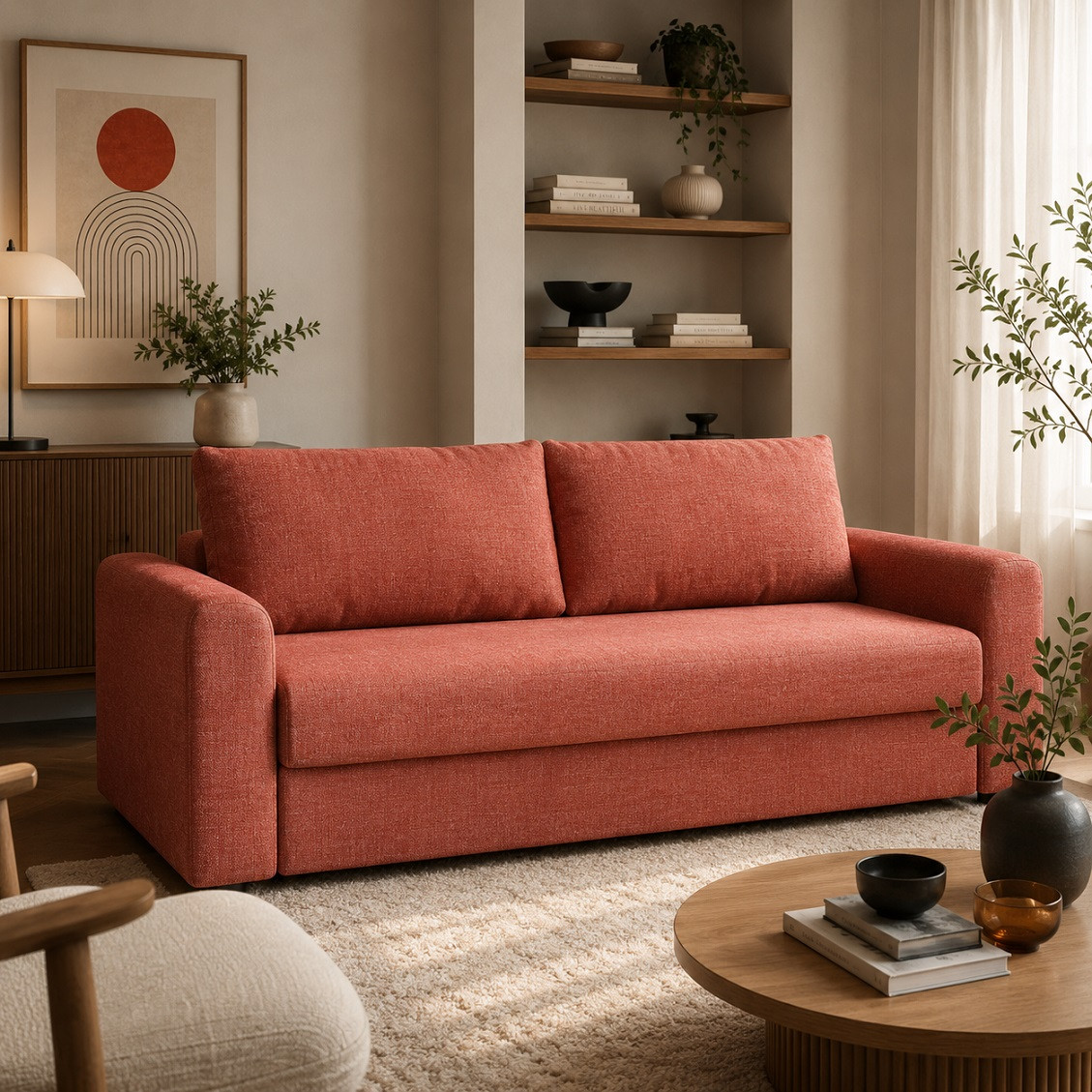 Sofa Z Funkcją Spania David Czerwona Micadoni