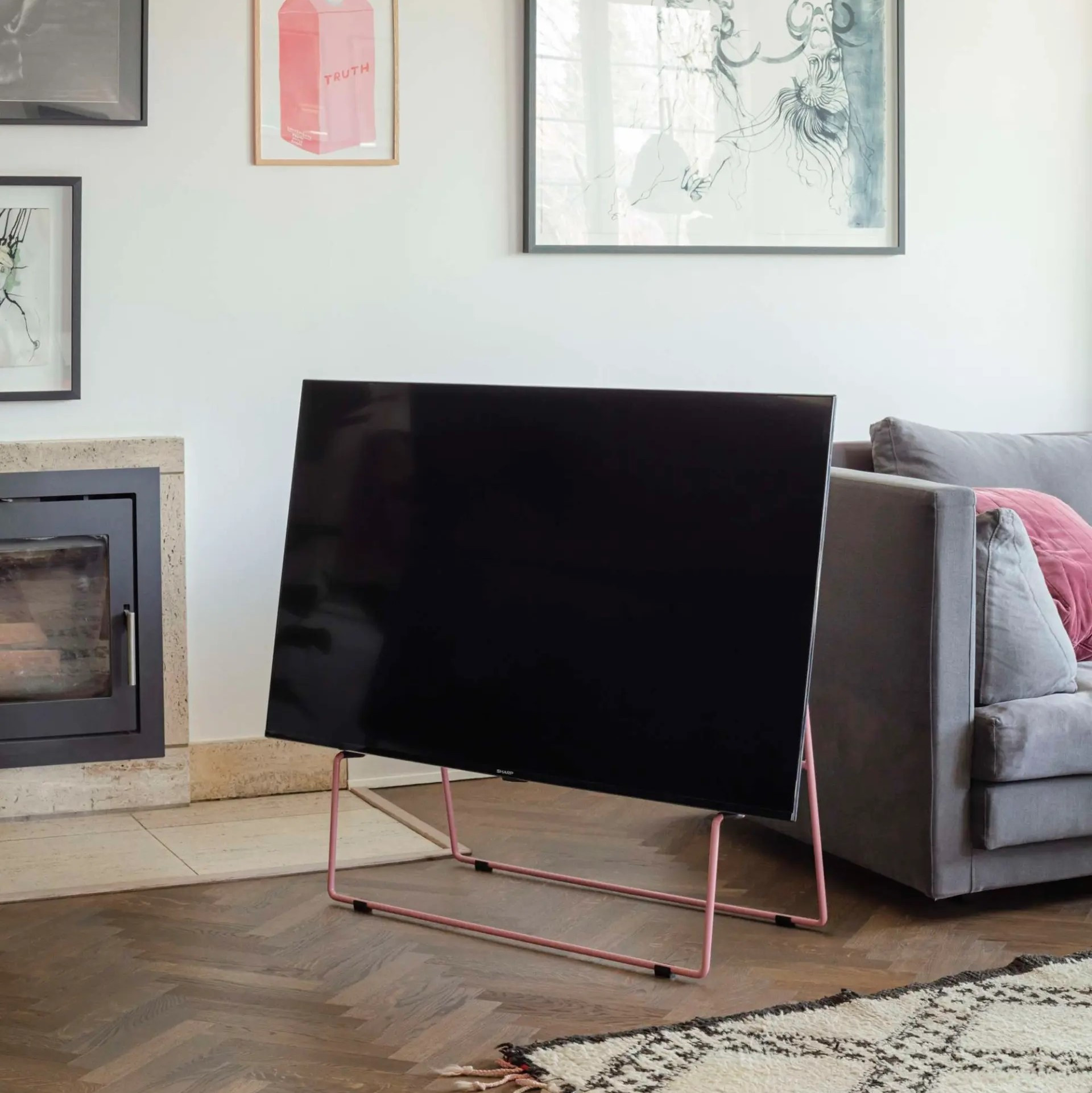 Stojak Pod Telewizor Carry Różowy Please Wait To Be Seated