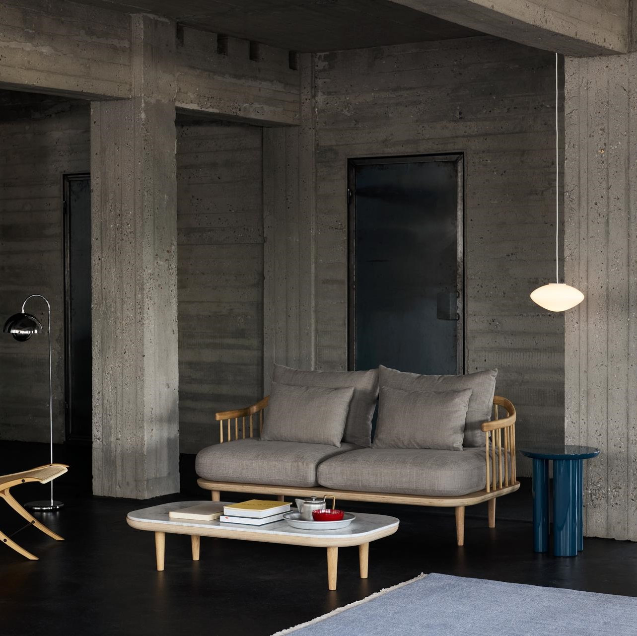 Stolik Kawowy Fly Sc5 Dąb Olejowany-Biały Marmur Andtradition