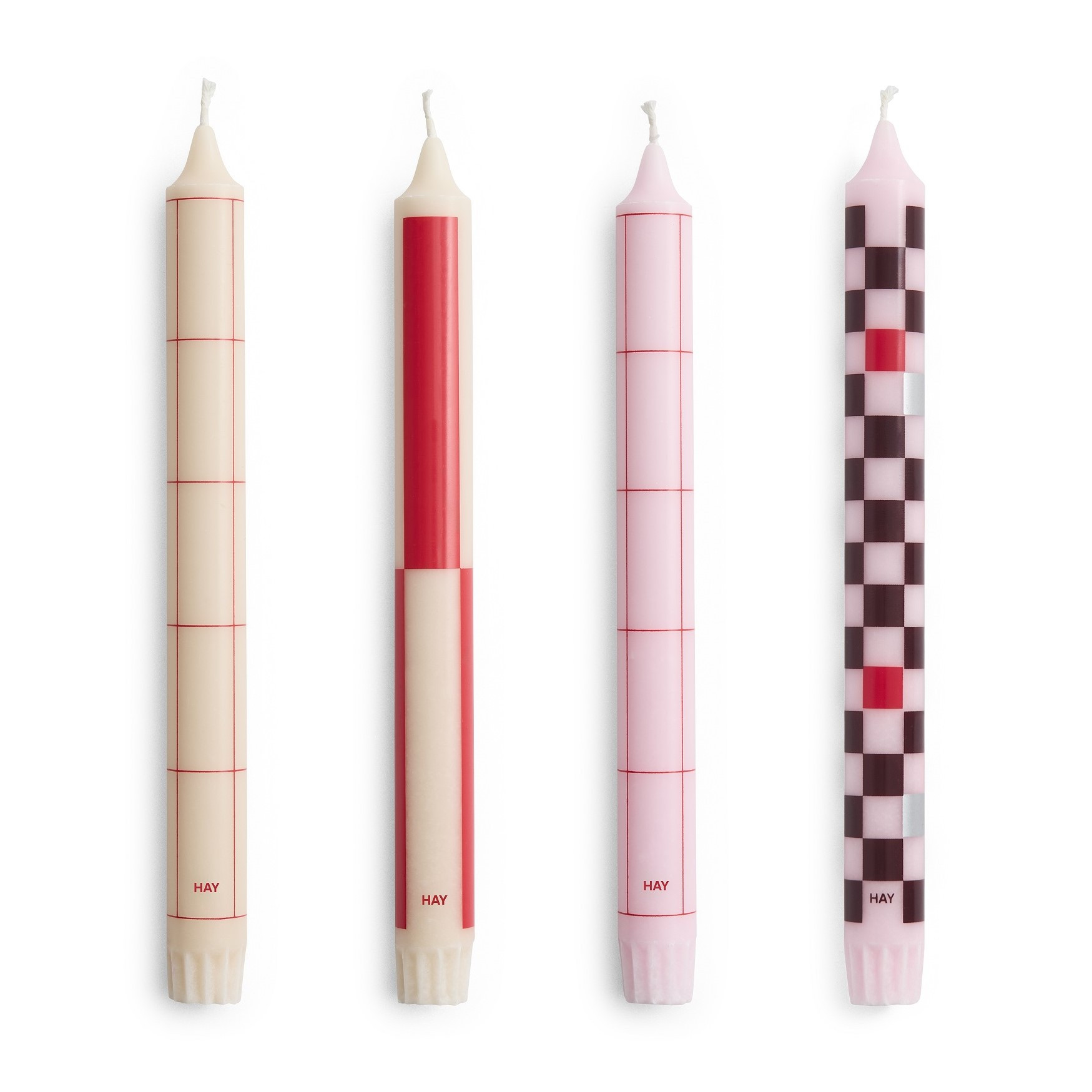 Świece Pattern Różowo-Bordowe 4 Szt. Hay